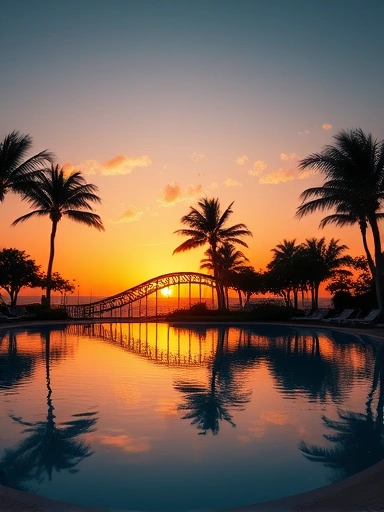 Sunset poolside view